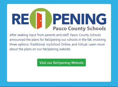 Pasco County Schools Reopening Information and Update