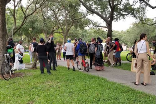 Protesters Gathering at North Straub Park, St. Pete Pier Grand Opening