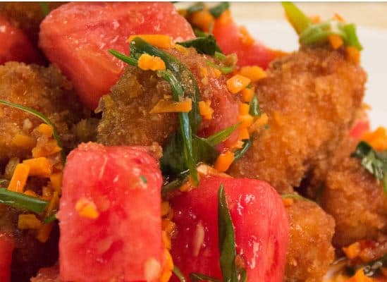 Fried Florida Snapper with Watermelon and Sweet Chili Recipe