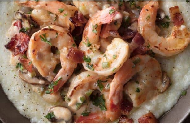 Florida Mushroom, Shrimp and Grits with Bacon Recipe