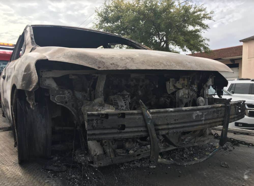 car burning on the skyway bridge tampa bay st. pete