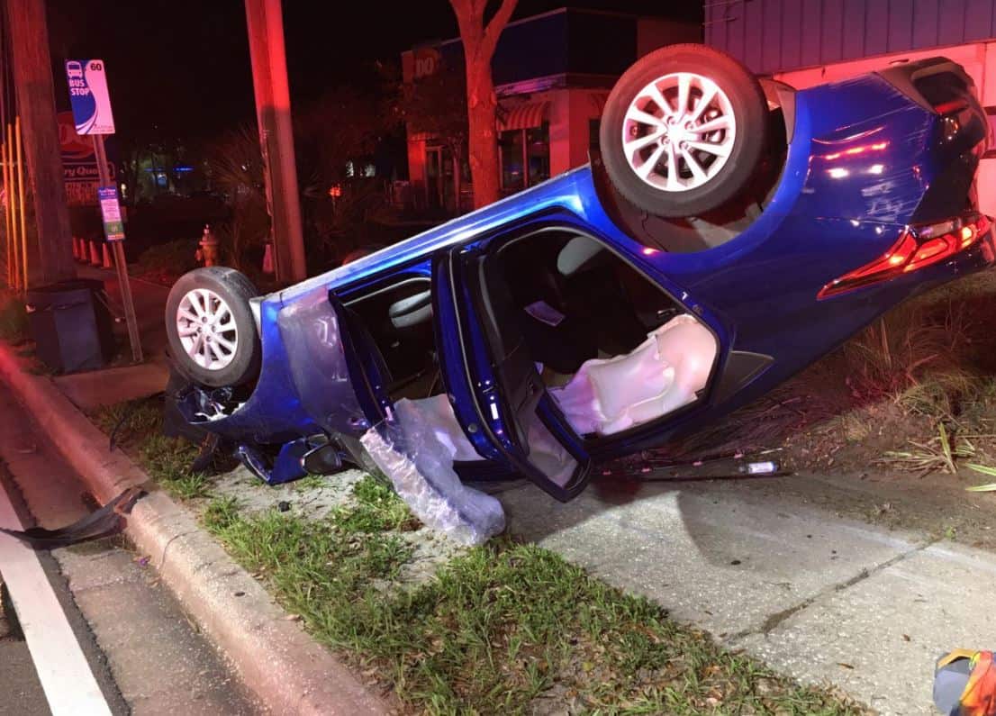 Rollover Crash in Clearwater Takes Out Power Pole