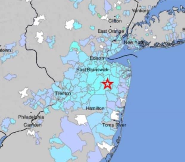 Freehold N.J. The Epicenter of 3.1 Magnitude Earthquake