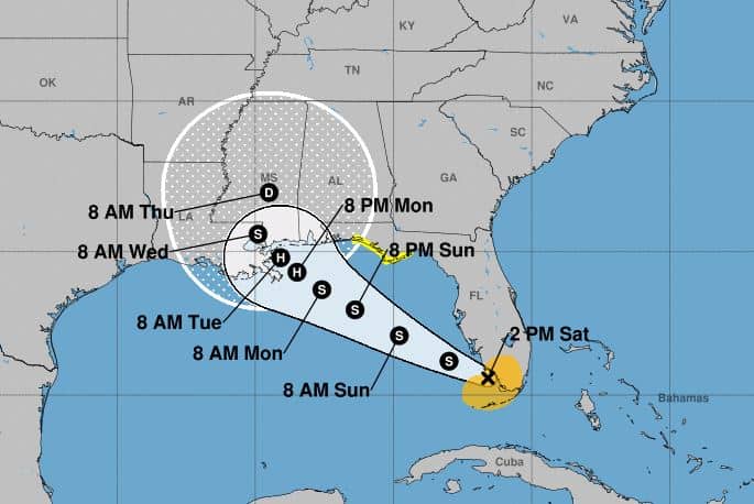 tropical storm sally cone