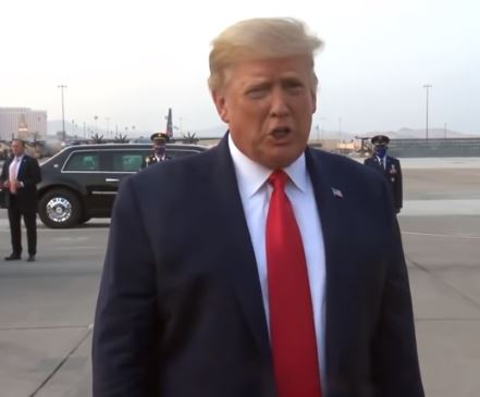 President Trump Landing in Reno Discusses Rally Tonight (Video)