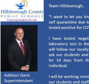 Hillsborough County School Superintendent Self-Quarantines After COVID-19 Exposure