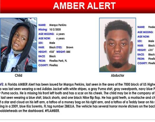 AMBER ALERT CANCELED: 6-Year-Old Marqus Perkins, Found Safe