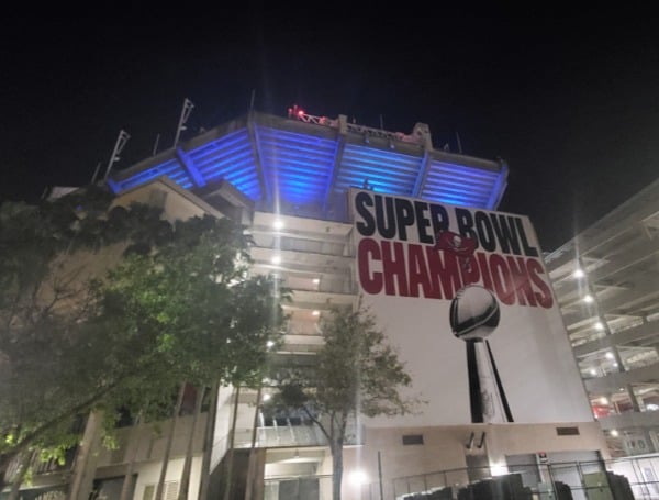 Raymond James Stadium Lights up Blue to Honor Fallen Officers