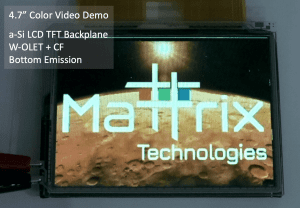 Mattrix Technologies demonstrates the world's first WOLED display produced using LCD TV manufacturing technology