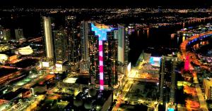 Labor Day: Largest L.E.D. American Flag Lights-Up Miami Skyline