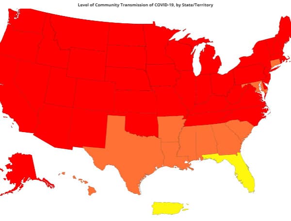 With The Level Of COVID Community Transmission Less Than 1%, Florida Finds Itself On An Island With Puerto Rico