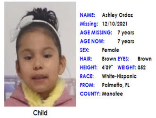 Amber Alert Canceled For 7-Year-Old Ashley Ordaz, Located Safe