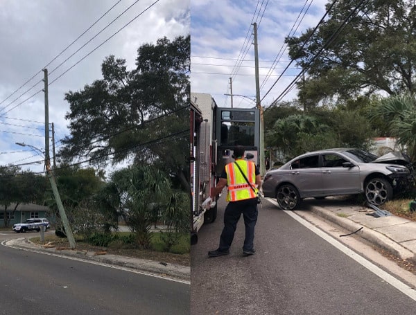 Drew Street Open In Clearwater After Car Crashes Into Power Pole