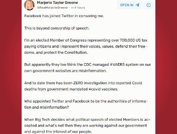 Facebook Suspends Marjorie Taylor Greene For 24 Hours