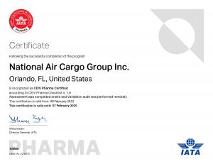 National Airlines awarded IATA’s CEIV certification for Pharmaceuticals Logistics