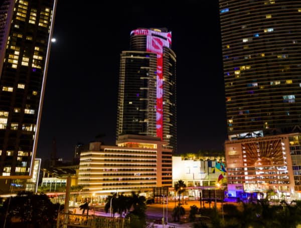 World's Tallest Digital Valentine’s Day Greeting, Largest LED Lips, Hearts, Flying Cupids Ignite Paramount Miami Skyline