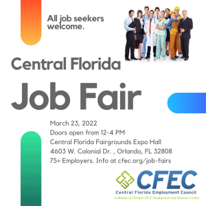 Breaking News: In Orlando, on March 23, the Central Florida Job Fair to feature 96 hiring employers