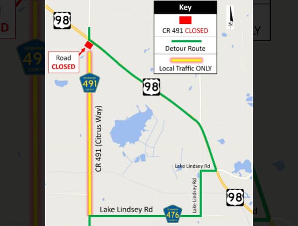 County Road 491, Citrus Way, To Close On South Side Of US 98