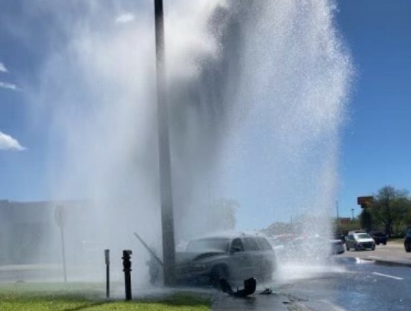 SUV Strikes Water Main In St. Petersburg