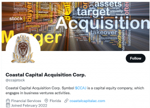 Coastal Capital Acquisitions Corporation (CCAJ) Launches Its Official Twitter Channel