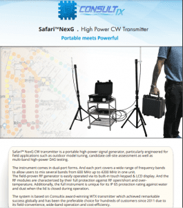 New Consultix Safari NexG High Power 2 Port CW Transmitter to address all Cellular, PS, BRS, CBRS and the new C-Band