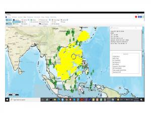 AGIS Processing Satellite Emitter Locations in the South China Sea With the Blue “Hooked” Symbol  Data readout