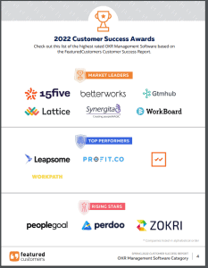 The Top OKR Management Software Vendors According to the FeaturedCustomers Spring 2022 Customer Success Report Rankings