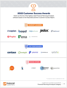 The Top Financial Planning & Analysis Software According to the FeaturedCustomers Summer 2022 Customer Success Report