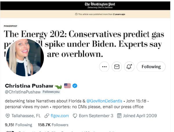 Gov. DeSantis’ Spokeswoman Pushaw Lights Up WaPo For “Blatant Factual Errors”