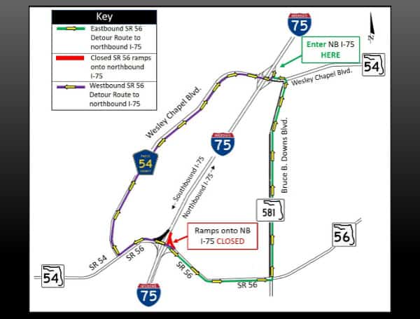 SR 56 Ramp Onto Northbound I-75 To Be Closed Tuesday Night, August 2