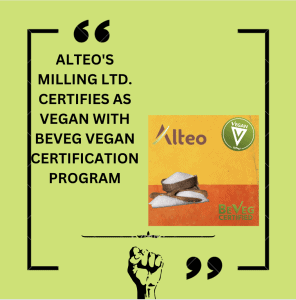 Global Sugar Supplier Alteo Milling Certifies Vegan with BeVeg