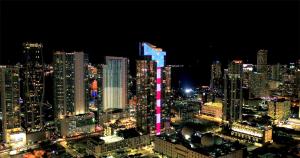 Memorial Day World’s Tallest Digital US Flag & Uncle Sam Image Light-Up Paramount Miami Worldcenter Skyscraper