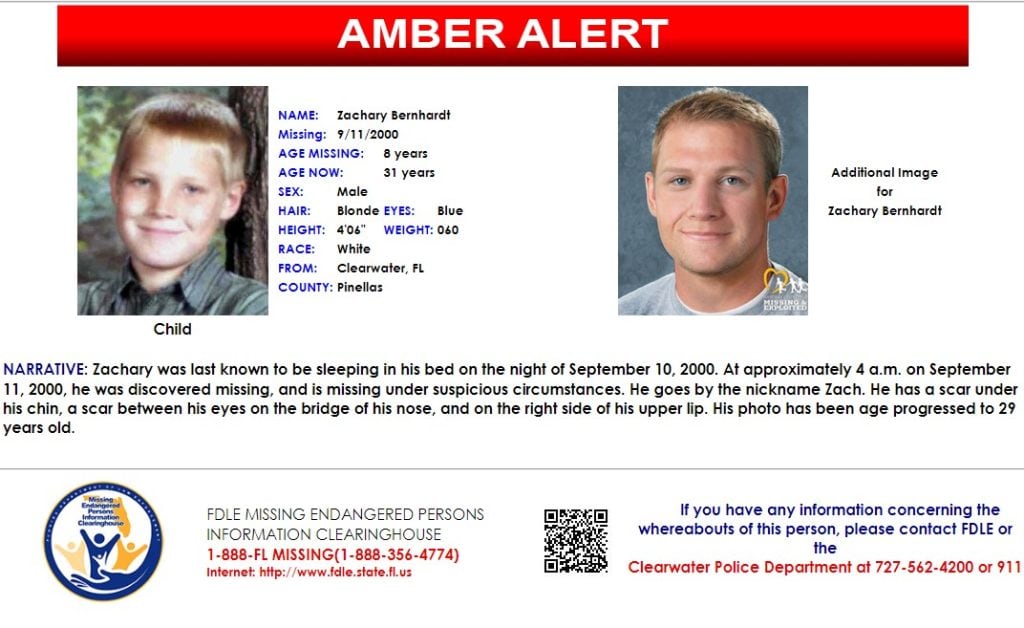 Today marks the 23rd anniversary since an AMBER Alert was activated for Zachary Bernhardt, when he was just 8 years old, and the Alert is still active today.