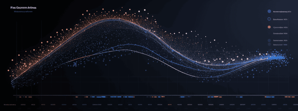 Scatter plot visualizing data distribution with a series of dots on a grid