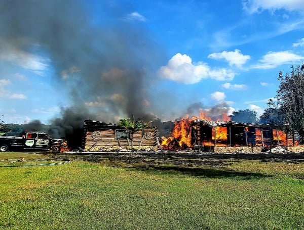 Hillsborough County Fire Rescue Battles Two-Story Log-House Blaze In Plant City