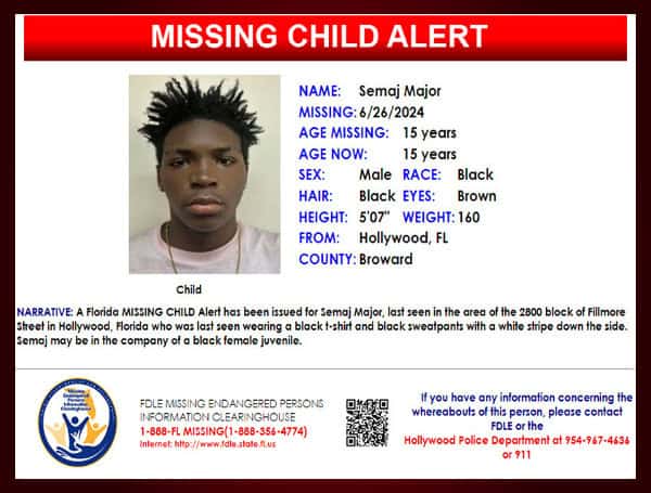 Florida Missing Child Alert Canceled For 15-Year-Old Semaj Major, Child Is Safe