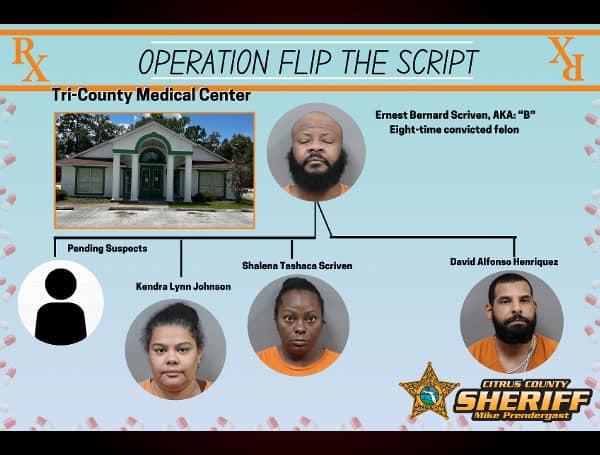 Citrus County Sheriff’s Office Shuts Down Major Opioid Pill Mill In Operation “Flip The Script”