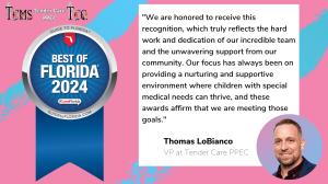 Tender Care PPEC Voted Best of Florida in Pediatrics, Therapy and Specialty Healthcare 2024