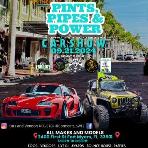 Pints, Pipes & Power Car & Jeep Show to Ignite Downtown Fort Myers on September 21, 2024