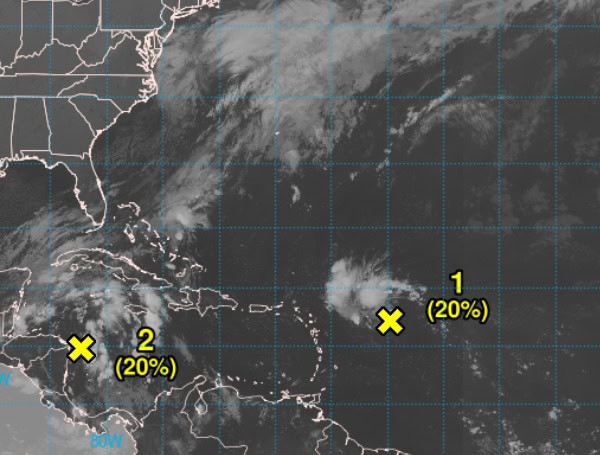 NHC Update: Tropical Disturbances In The Atlantic, Caribbean – Low Chance Of Development