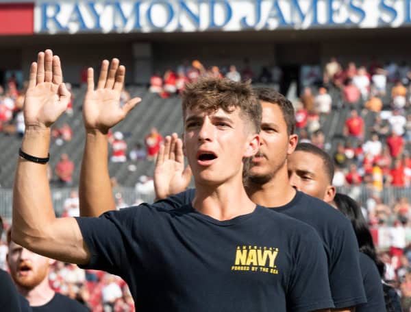 Future Sailors Take Oath Of Enlistment At Tampa Bay Buccaneers Game